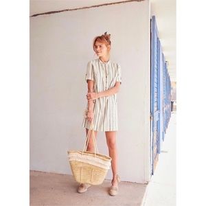 Sézane Zoe Khaki Buttonhole Patch Pocket Dress